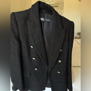 Zara Textured Black Blazer